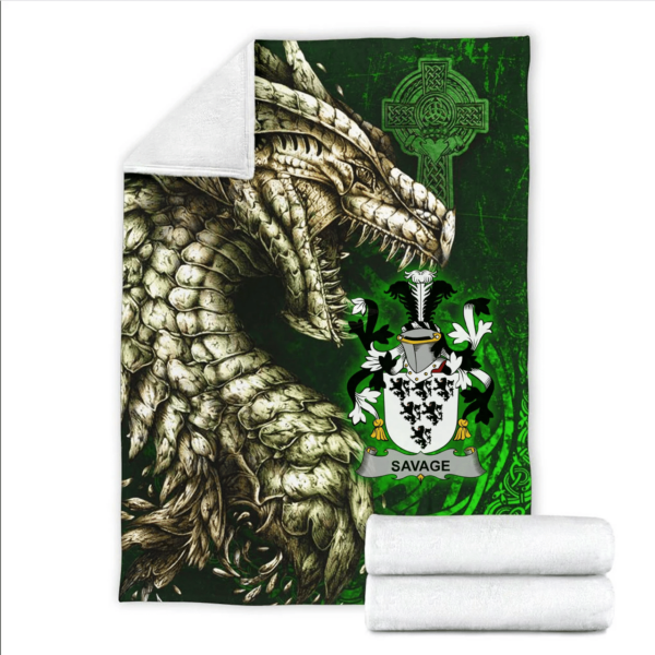 Ireland Premium Blanket - Savage Family Crest Blanket - Dragon Claddagh Cross - Image 2