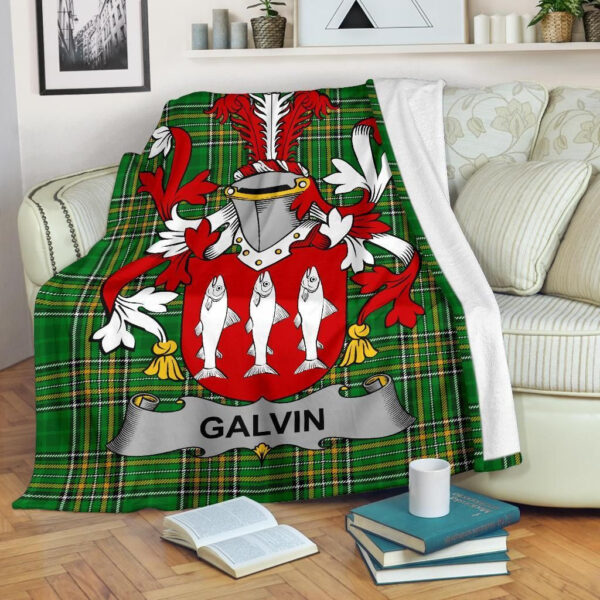 Ireland Premium Blanket - Galvin or O'Galvin Ireland Blanket Irish National Tartan