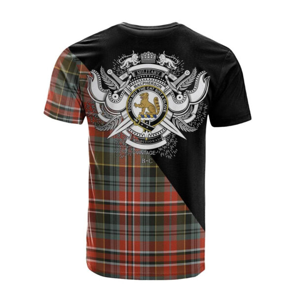 MacPherson Weathered Clan T-Shirt, Scottish Tartan MacPherson Weathered Clans T-Shirt Military Logo Style - Image 2