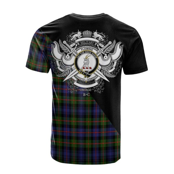 Fleming Clan T-Shirt, Scottish Tartan Fleming Clans T-Shirt Military Logo Style - Image 2