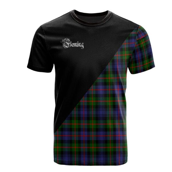 Fleming Clan T-Shirt, Scottish Tartan Fleming Clans T-Shirt Military Logo Style