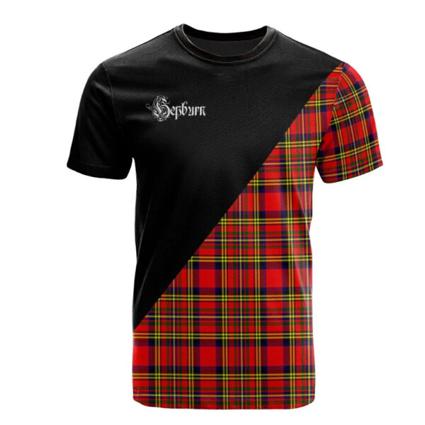 Hepburn Clan T-Shirt, Scottish Tartan Hepburn Clans T-Shirt Military Logo Style