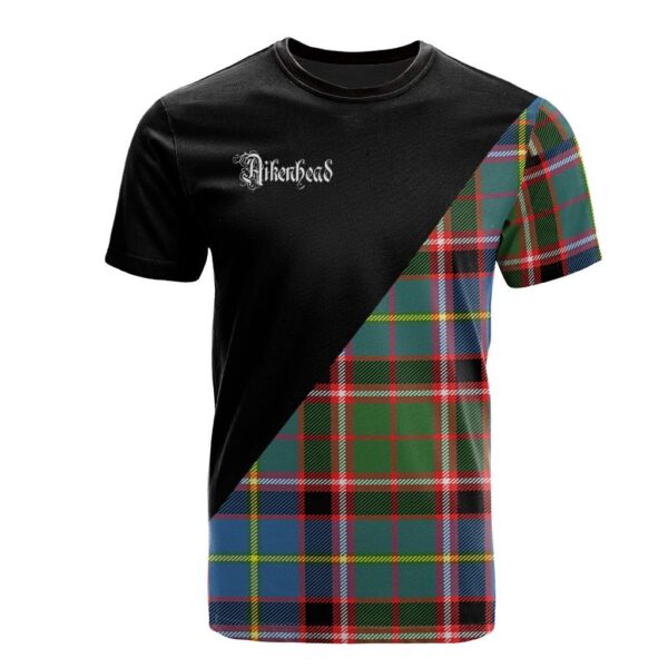 Aikenhead Clan T-Shirt, Scottish Tartan Aikenhead Clans T-Shirt Military Logo Style