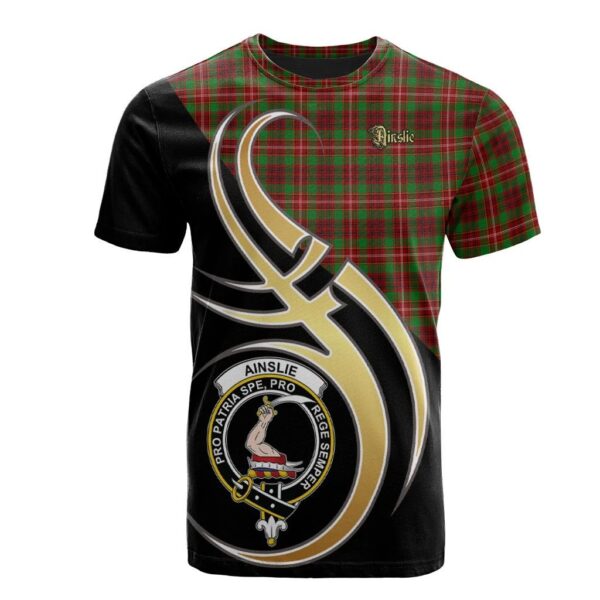 Ainslie Clan T-Shirt, Scottish Tartan Ainslie Clans T-Shirt Believe In Me Style