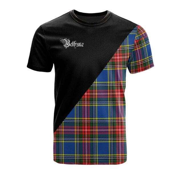 Bethune Clan T-Shirt, Scottish Tartan Bethune Clans T-Shirt Military Logo Style