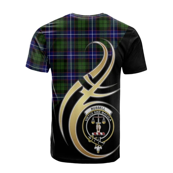 Russell Modern Clan T-Shirt, Scottish Tartan Russell Modern Clans T-Shirt Believe In Me Style - Image 2