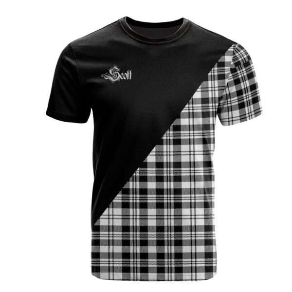 Scott Black White Modern Clan T-Shirt, Scottish Tartan Scott Black White Modern Clans T-Shirt Military Logo Style