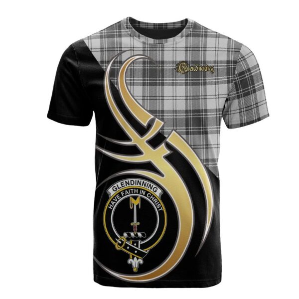 Glendinning Clan T-Shirt, Scottish Tartan Glendinning Clans T-Shirt Believe In Me Style