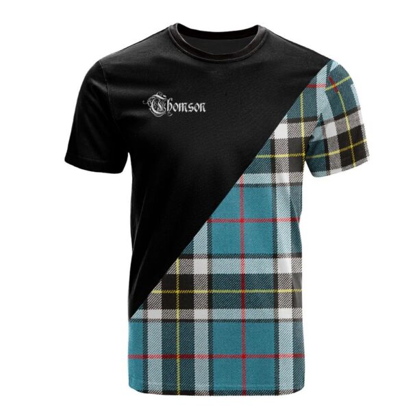 Thomson Clan T-Shirt, Scottish Tartan Thomson Clans T-Shirt Military Logo Style