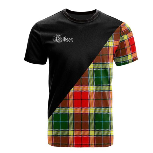 Gibson Clan T-Shirt, Scottish Tartan Gibson Clans T-Shirt Military Logo Style