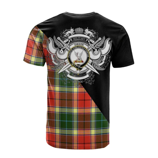 Gibson Clan T-Shirt, Scottish Tartan Gibson Clans T-Shirt Military Logo Style - Image 2