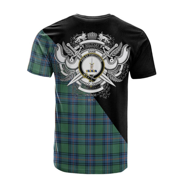 Shaw Ancient Clan T-Shirt, Scottish Tartan Shaw Ancient Clans T-Shirt Military Logo Style - Image 2