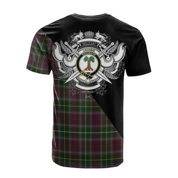 Crosbie Clan T-Shirt, Scottish Tartan Crosbie Clans T-Shirt Military Logo Style - Image 2