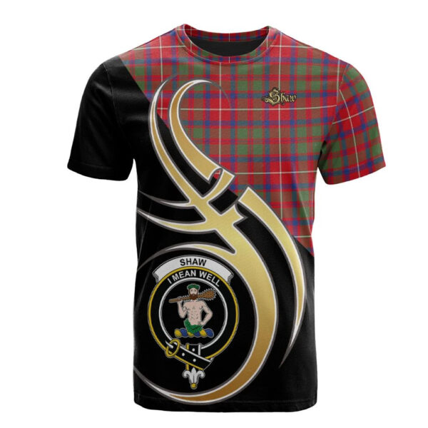 Shaw Red Modern Clan T-Shirt, Scottish Tartan Shaw Red Modern Clans T-Shirt Believe In Me Style