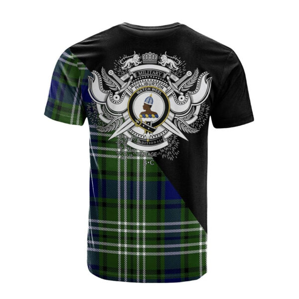 Haliburton Clan T-Shirt, Scottish Tartan Haliburton Clans T-Shirt Military Logo Style - Image 2