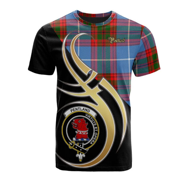 Pentland Clan T-Shirt, Scottish Tartan Pentland Clans T-Shirt Believe In Me Style