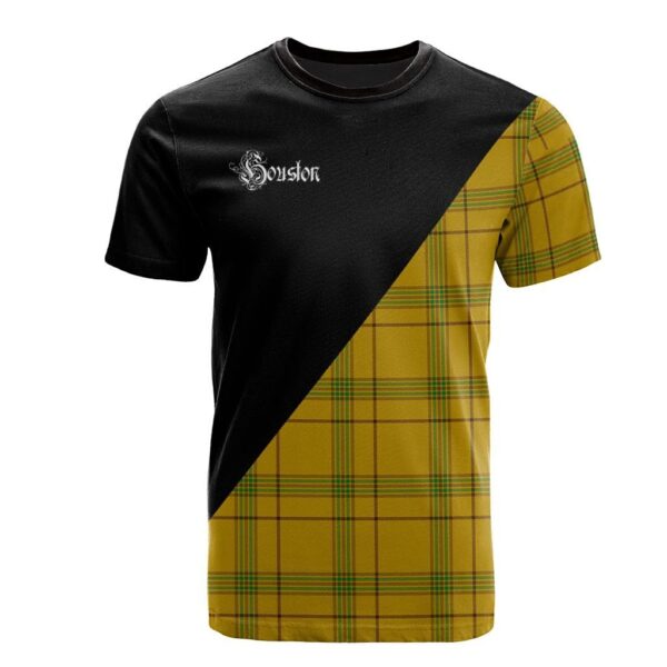 Houston Clan T-Shirt, Scottish Tartan Houston Clans T-Shirt Military Logo Style