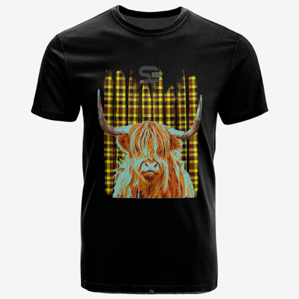 Jardine Clan T-Shirt, Scottish Tartan Jardine Clans T-Shirt Highland Cow Style - Image 2