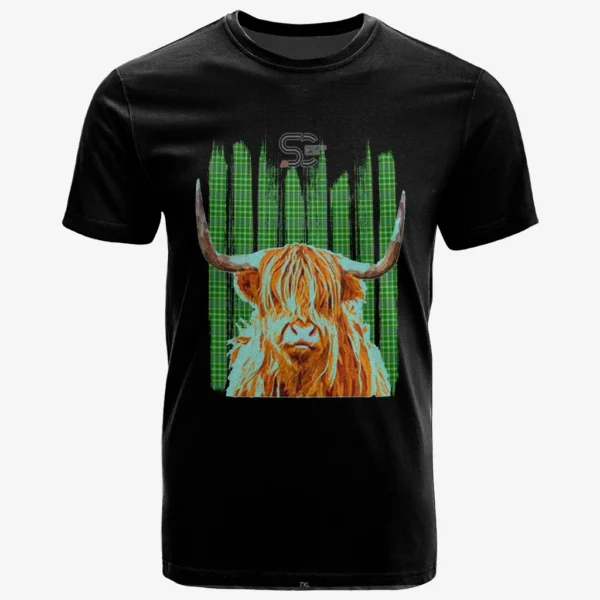 Currie Clan T-Shirt, Scottish Tartan Currie Clans T-Shirt Highland Cow Style - Image 2