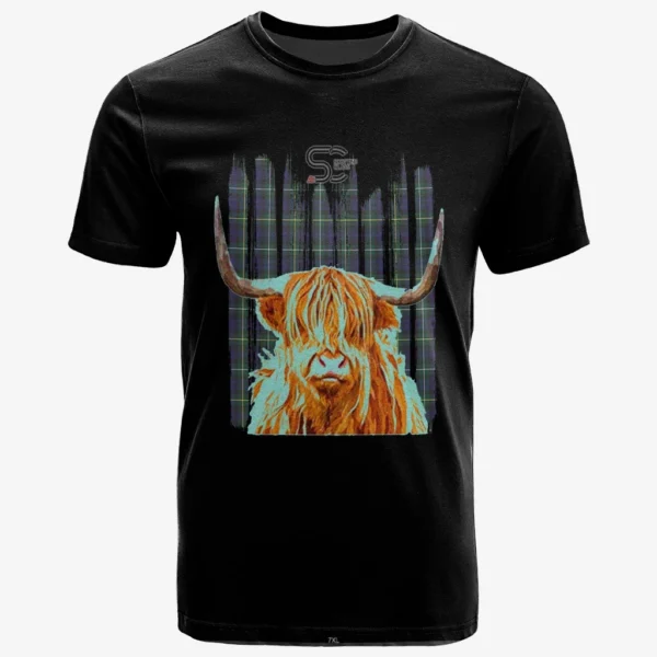 Campbell Argyll Modern Clan T-Shirt, Scottish Tartan Campbell Argyll Modern Clans T-Shirt Highland Cow Style - Image 2