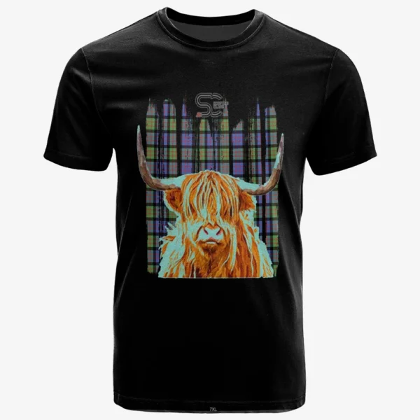 MacDonald Ancient Clan T-Shirt, Scottish Tartan MacDonald Ancient Clans T-Shirt Highland Cow Style - Image 2