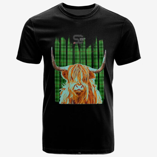 Galloway Clan T-Shirt, Scottish Tartan Galloway Clans T-Shirt Highland Cow Style - Image 2