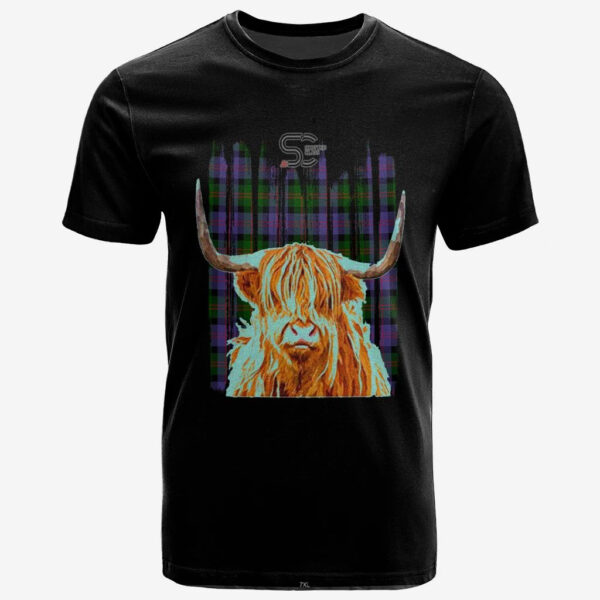 Blair Modern Clan T-Shirt, Scottish Tartan Blair Modern Clans T-Shirt Highland Cow Style - Image 2