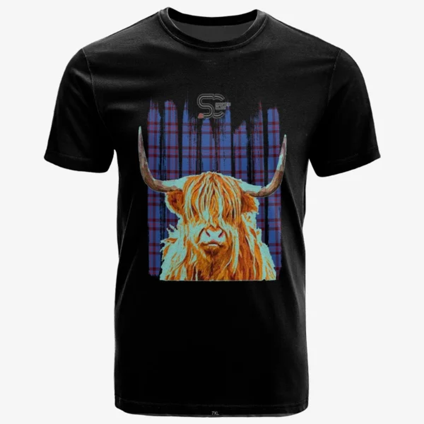 Elliot Modern Clan T-Shirt, Scottish Tartan Elliot Modern Clans T-Shirt Highland Cow Style - Image 2