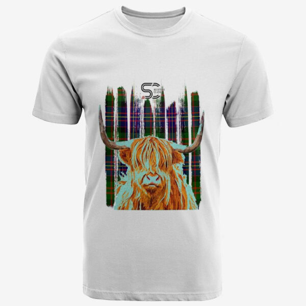 Chalmers Modern Clan T-Shirt, Scottish Tartan Chalmers Modern Clans T-Shirt Highland Cow Style