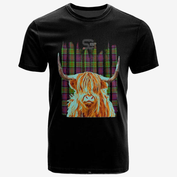 MacDonald of Clanranald Clan T-Shirt, Scottish Tartan MacDonald of Clanranald Clans T-Shirt Highland Cow Style - Image 2