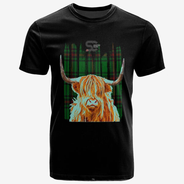 Lundin Clan T-Shirt, Scottish Tartan Lundin Clans T-Shirt Highland Cow Style - Image 2