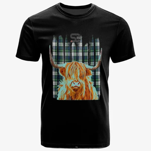 Gordon Dress Ancient Clan T-Shirt, Scottish Tartan Gordon Dress Ancient Clans T-Shirt Highland Cow Style - Image 2