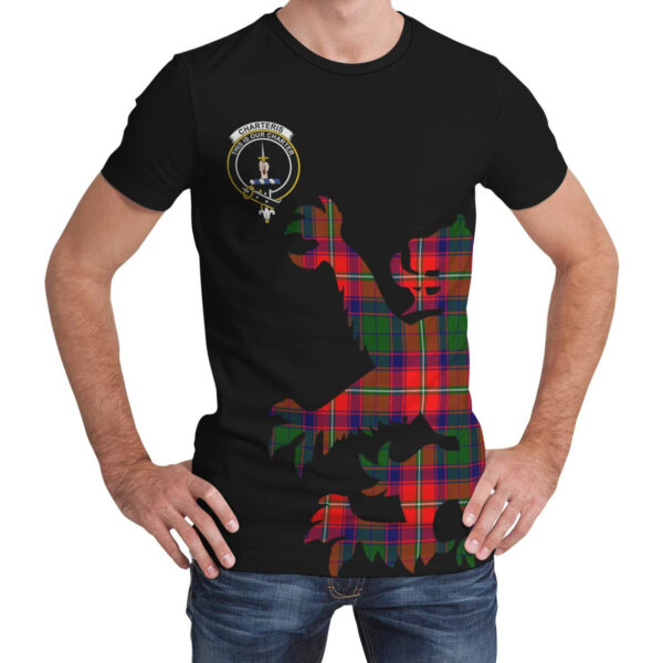 Charteris District Clan T-shirt, Scottish Tartan Charteris District Clans T-shirt Lion & Thistle Style