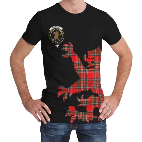 Binning Clan T-shirt, Scottish Tartan Binning Clans T-shirt Lion & Thistle Style