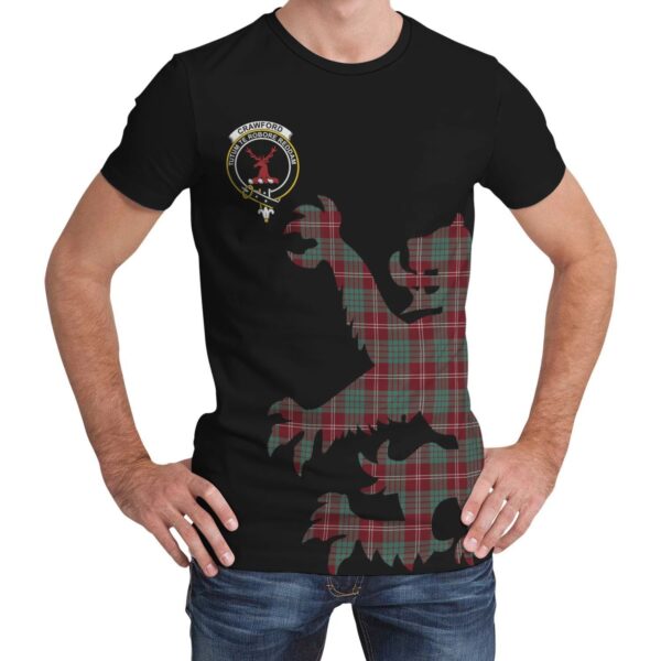 Crawford Modern Clan T-shirt, Scottish Tartan Crawford Modern Clans T-shirt Lion & Thistle Style