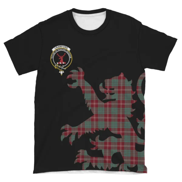 Crawford Modern Clan T-shirt, Scottish Tartan Crawford Modern Clans T-shirt Lion & Thistle Style - Image 4