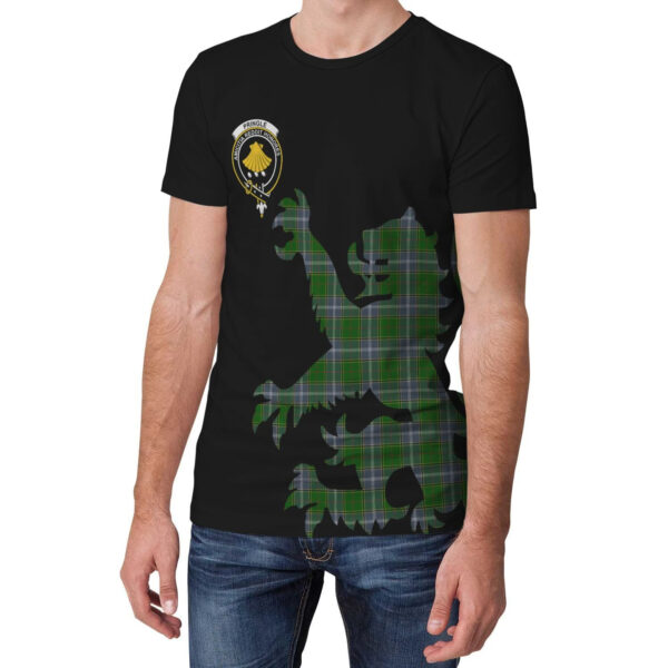 Pringle Clan T-shirt, Scottish Tartan Pringle Clans T-shirt Lion & Thistle Style - Image 3