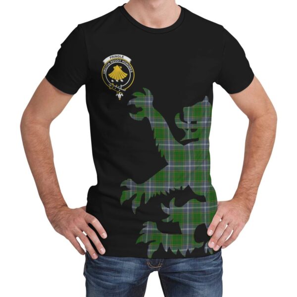 Pringle Clan T-shirt, Scottish Tartan Pringle Clans T-shirt Lion & Thistle Style