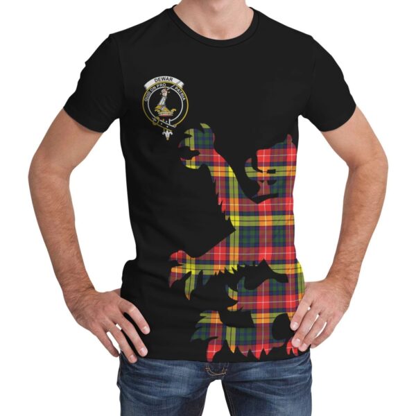 Dewar Clan T-shirt, Scottish Tartan Dewar Clans T-shirt Lion & Thistle Style