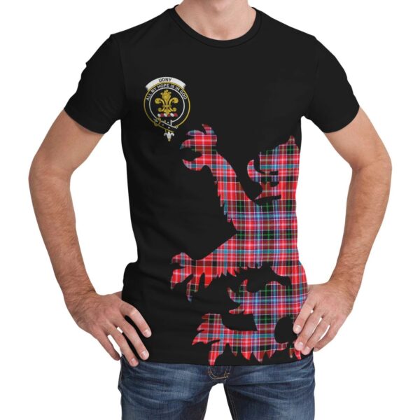 Udny Clan T-shirt, Scottish Tartan Udny Clans T-shirt Lion & Thistle Style