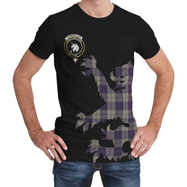 Cunningham Dress Blue Dancers Clan T-shirt, Scottish Tartan Cunningham Dress Blue Dancers Clans T-shirt Lion & Thistle Style