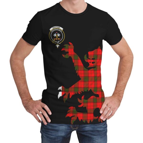 Maxtone Clan T-shirt, Scottish Tartan Maxtone Clans T-shirt Lion & Thistle Style