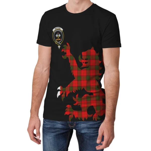 Maxtone Clan T-shirt, Scottish Tartan Maxtone Clans T-shirt Lion & Thistle Style - Image 3