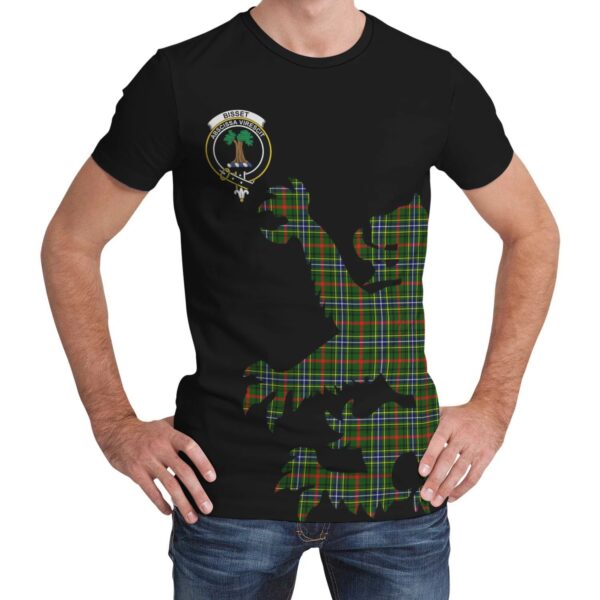 Bisset Clan T-shirt, Scottish Tartan Bisset Clans T-shirt Lion & Thistle Style