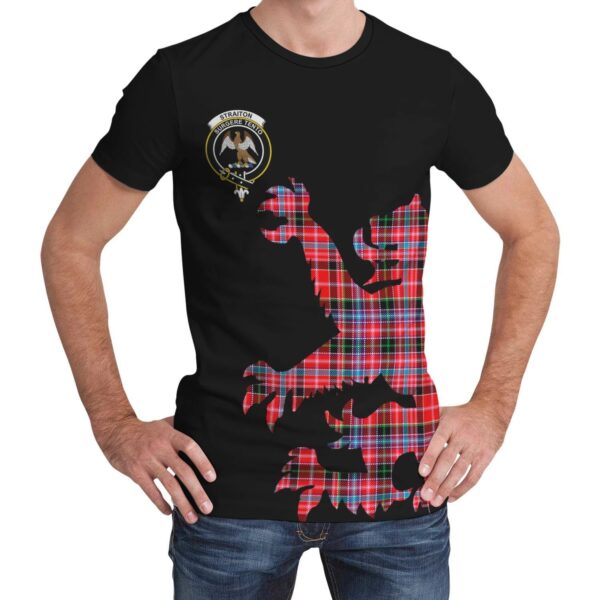 Straiton Clan T-shirt, Scottish Tartan Straiton Clans T-shirt Lion & Thistle Style