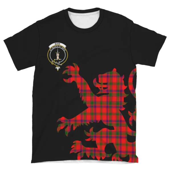 Bain Clan T-shirt, Scottish Tartan Bain Clans T-shirt Lion & Thistle Style - Image 4