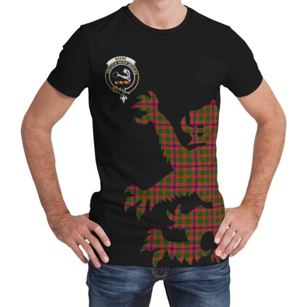 Skene Modern Clan T-shirt, Scottish Tartan Skene Modern Clans T-shirt Lion & Thistle Style