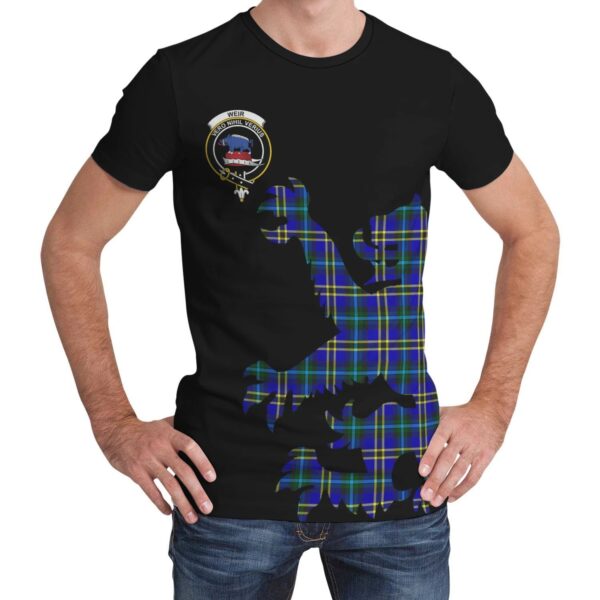 Weir Modern Clan T-shirt, Scottish Tartan Weir Modern Clans T-shirt Lion & Thistle Style