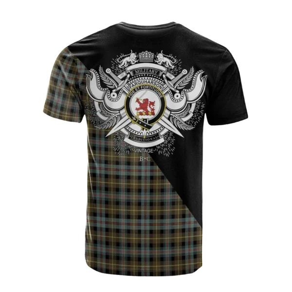 Farquharson Weathered Clan T-Shirt, Scottish Tartan Farquharson Weathered Clans T-Shirt Military Logo Style - Image 2