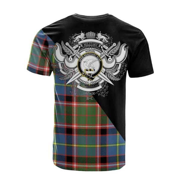 Norvel Clan T-Shirt, Scottish Tartan Norvel Clans T-Shirt Military Logo Style - Image 2